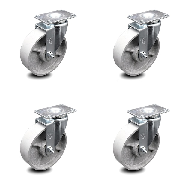 5 Inch Semi Steel Wheel Swivel Top Plate Caster Set